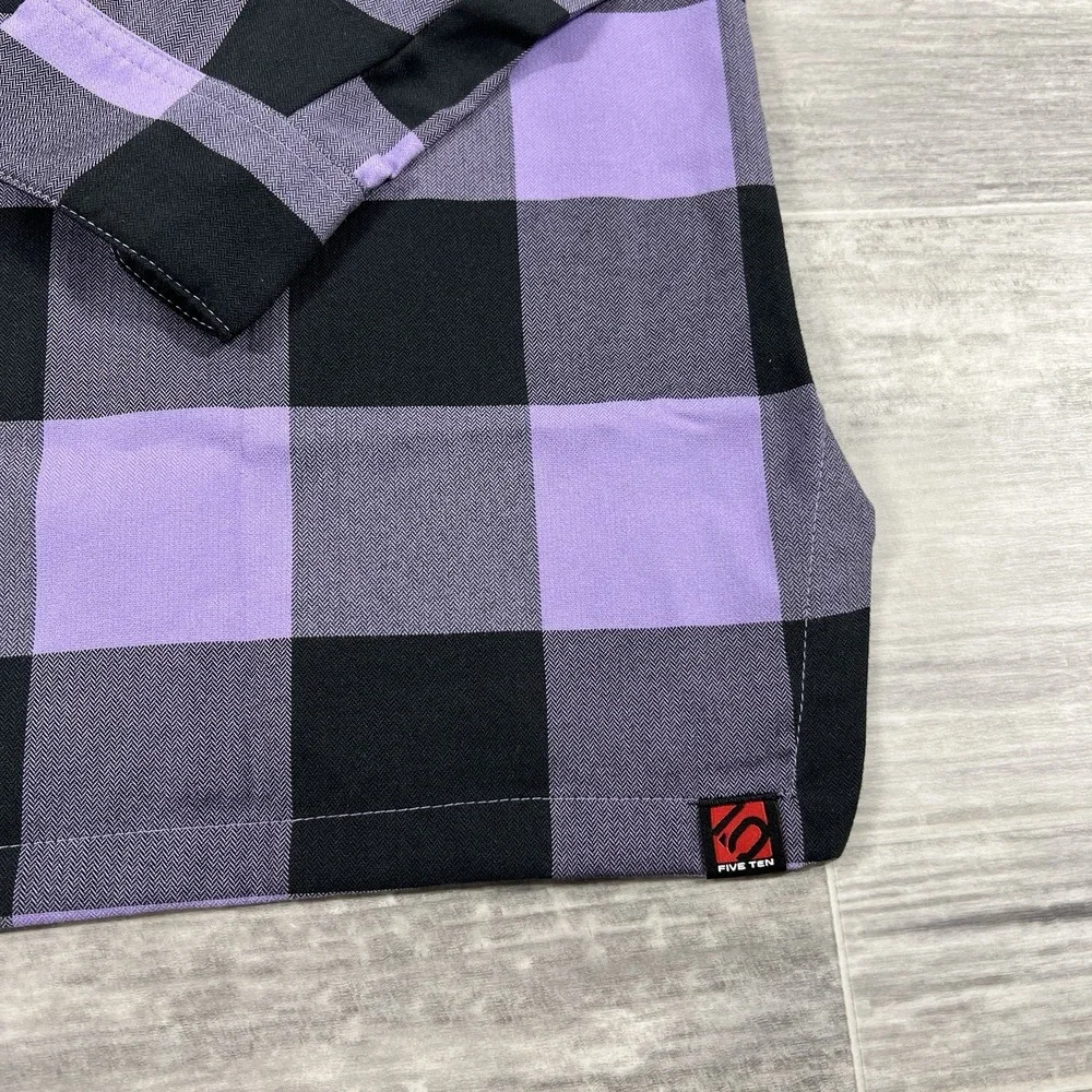 Adidas 5.10 Five Ten Flannel Plaid Shirt Purple/Black‎ HS8914 Size Medium NWT